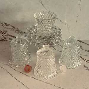 Vintage Clear Pressed Glass Candle Holders Boopie Diamond Votive Hobnail
